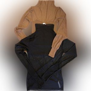 Free People Intimately SET OF 2 Layering Tops. L/XL Black and Brown EUC